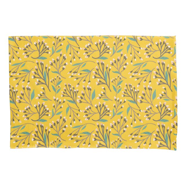 Floral Pattern in  delicate branches and buds Pillow Case (Front-Left)