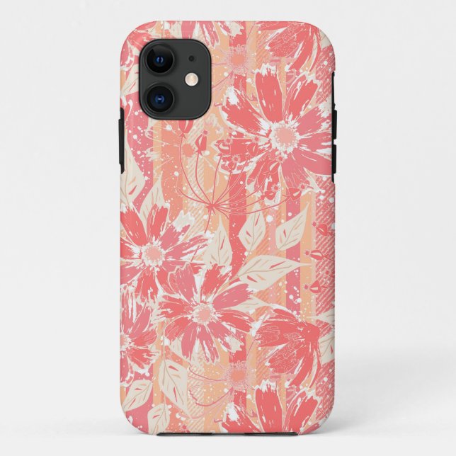 Floral pattern in fashionable peach shades Case-Mate iPhone case (Back)