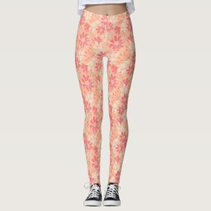 Floral pattern in fashionable peach shades leggings