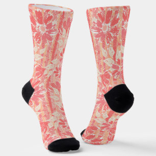 Floral pattern in fashionable peach shades socks
