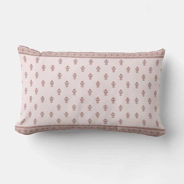 Floral Pattern In Mushroom Pink Lumbar Pillow (Front)