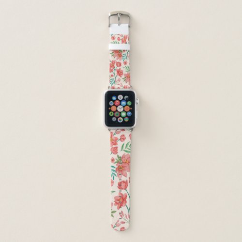 floral pattern in peach tones  apple watch band