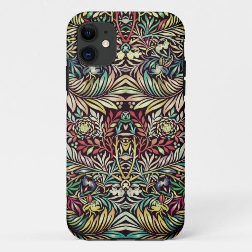 Floral Pattern in Retro Colors Antique Style iPhone 11 Case