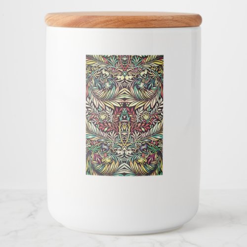 Floral Pattern in Retro Colors Antique Style Food Label