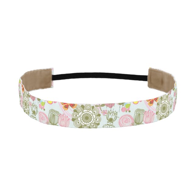 Floral pattern in retro style 2 athletic headband (Front)
