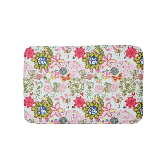 Floral pattern in retro style 2 bathroom mat (Front)