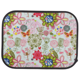 Floral pattern in retro style 2 car mat