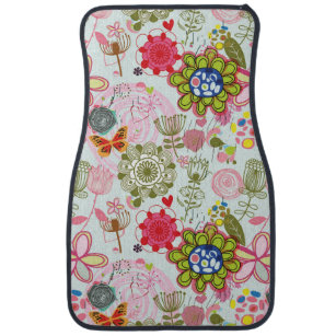 Floral pattern in retro style 2 car mat