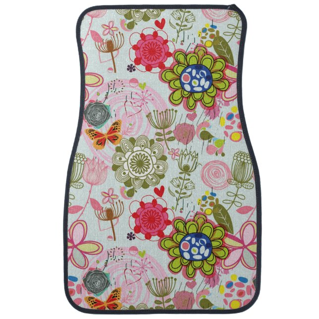 Floral pattern in retro style 2 car mat (Front)