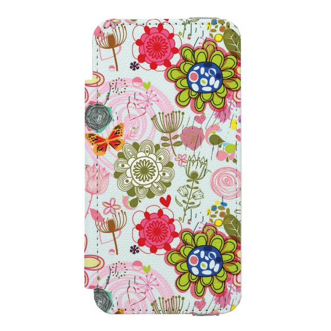 Floral pattern in retro style 2 incipio iPhone wallet case (Folio Front)