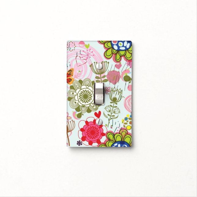 Floral pattern in retro style 2 light switch cover (In Situ)