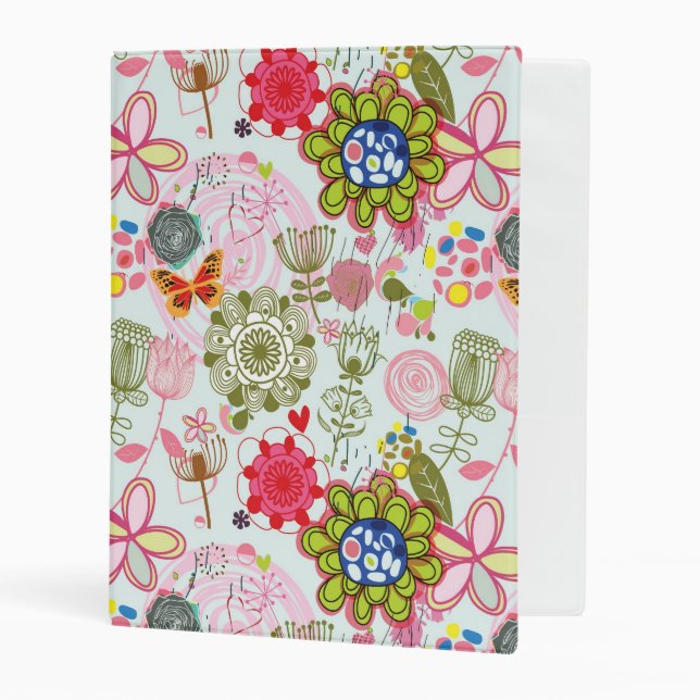 Floral pattern in retro style 2 mini binder (Front/Inside)