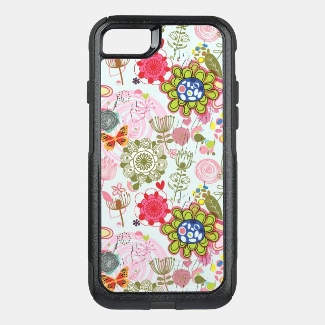 Floral pattern in retro style 2 otterbox iPhone case (Back)