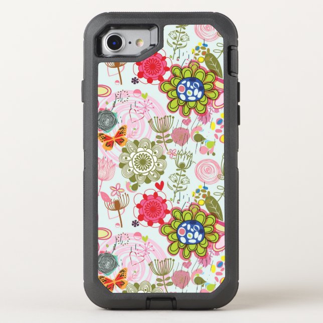 Floral pattern in retro style 2 otterbox iPhone case (Back)