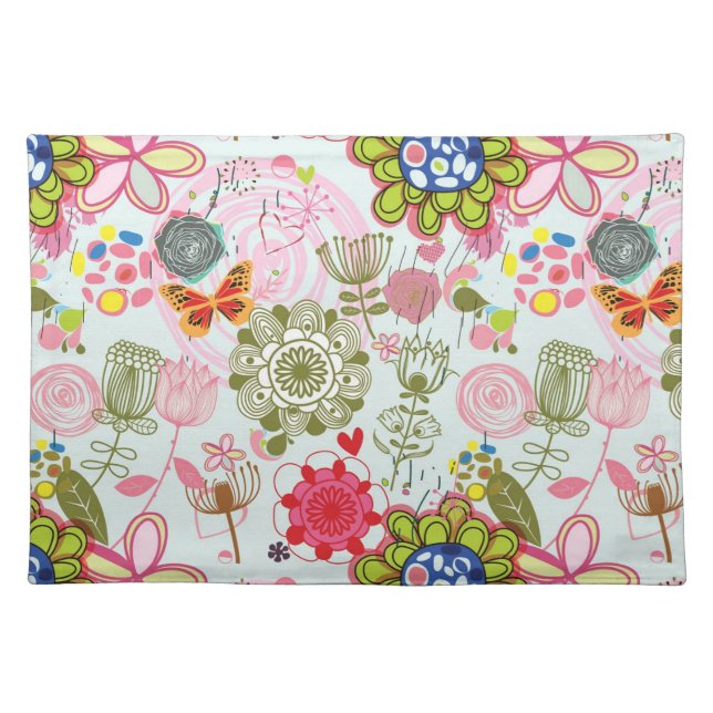Floral pattern in retro style 2 placemat (Front)