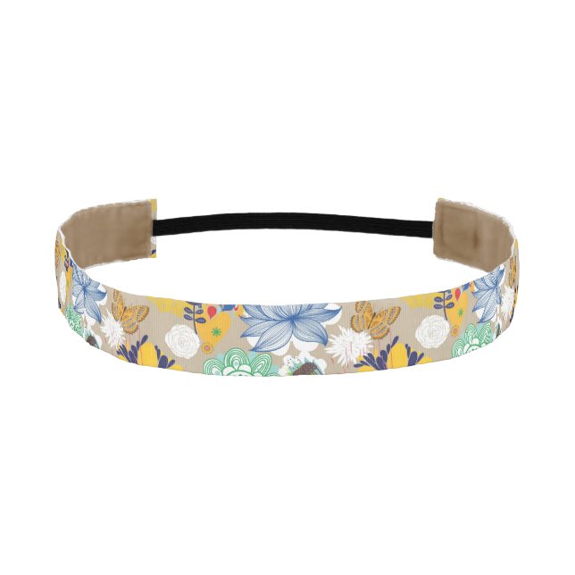 Floral pattern in retro style 3 athletic headband (Front)