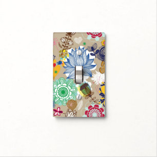 Floral pattern in retro style 3 light switch cover