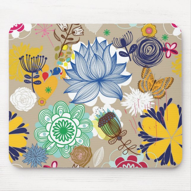 Floral pattern in retro style 3 mouse pad (Front)