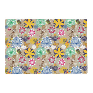Floral pattern in retro style 3 placemat