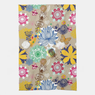 Floral pattern in retro style 3 towel