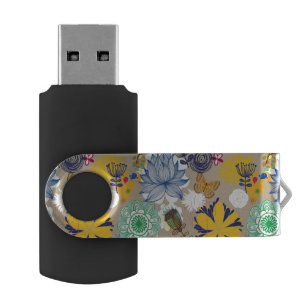 Floral pattern in retro style 3 USB flash drive