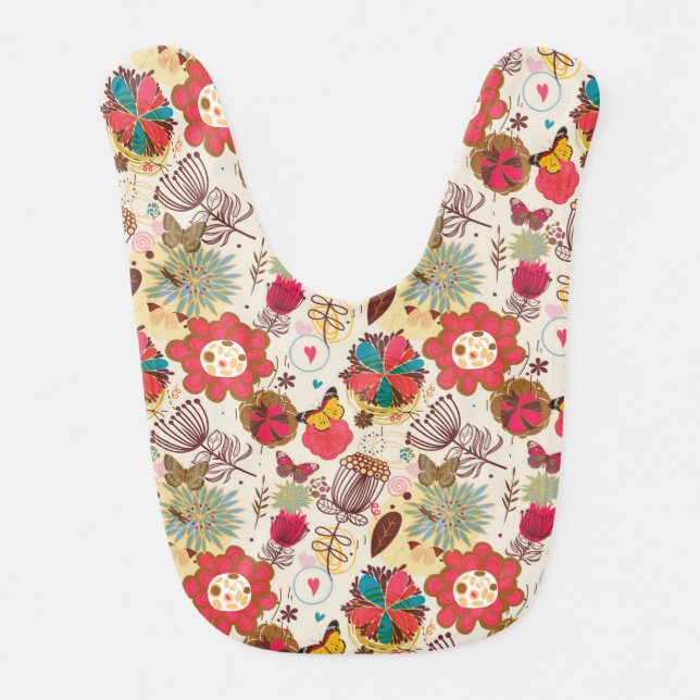 Floral pattern in retro style 4 bib (Front)