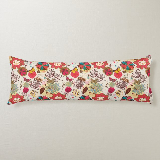 Floral pattern in retro style 4 body pillow (Front)