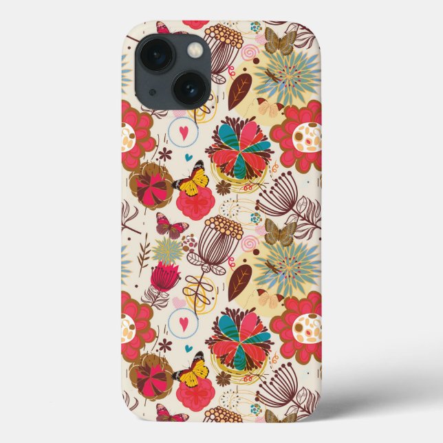 Floral pattern in retro style 4 Case-Mate iPhone case (Back)