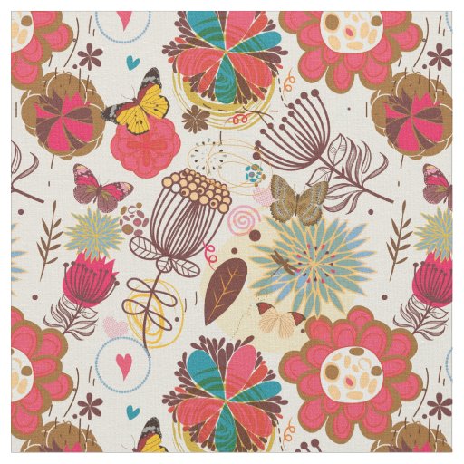 Floral pattern in retro style 4 fabric
