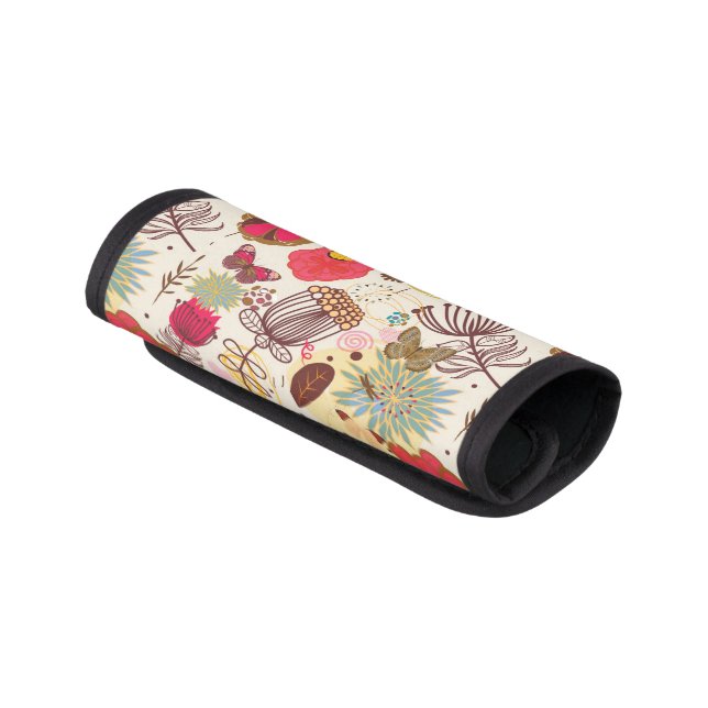 Floral pattern in retro style 4 luggage handle wrap (Angled)