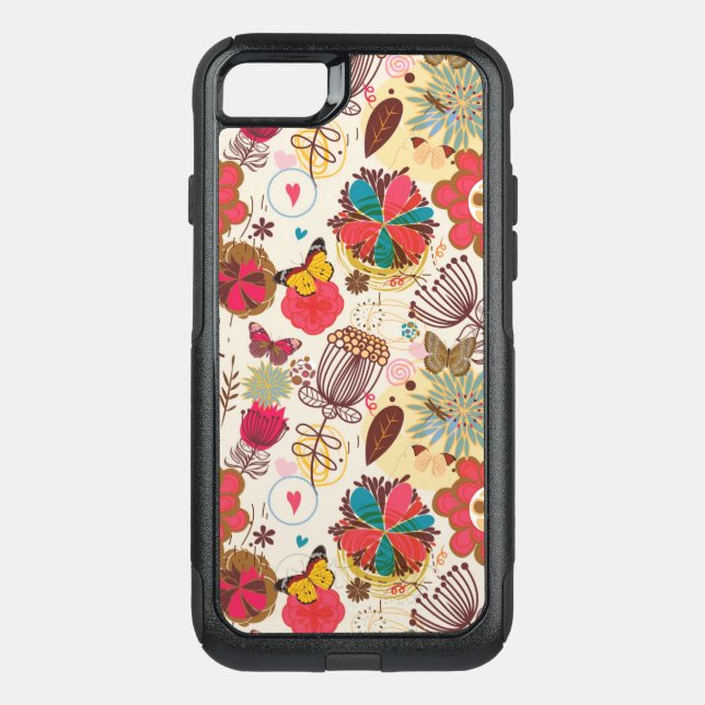 Floral pattern in retro style 4 otterbox iPhone case (Back)