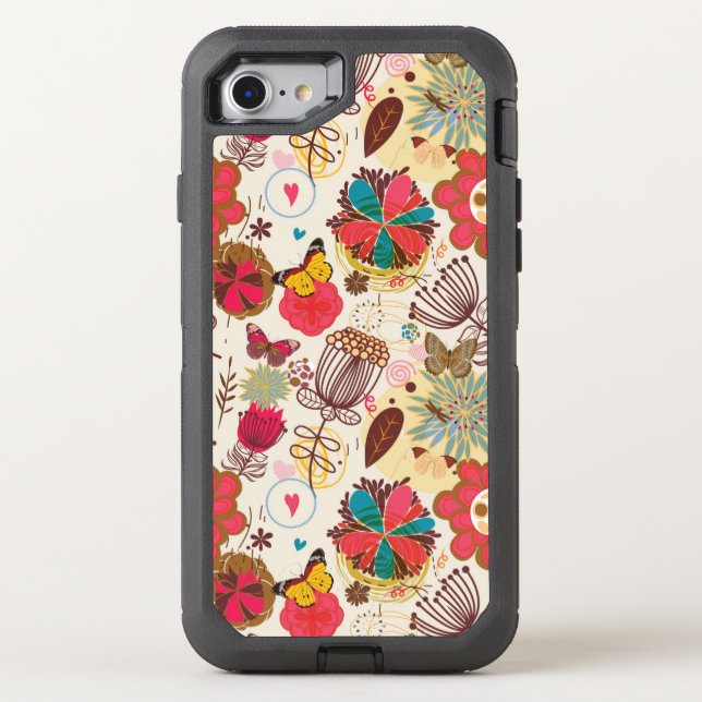 Floral pattern in retro style 4 otterbox iPhone case (Back)