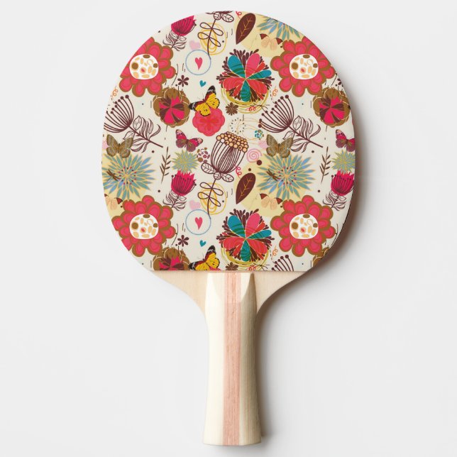 Floral pattern in retro style 4 Ping-Pong paddle (Front)