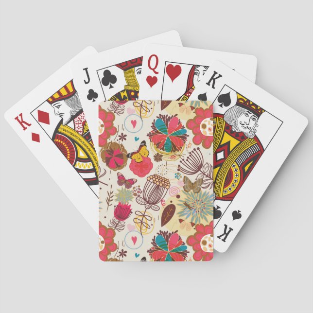 Floral pattern in retro style 4 poker cards (Back)