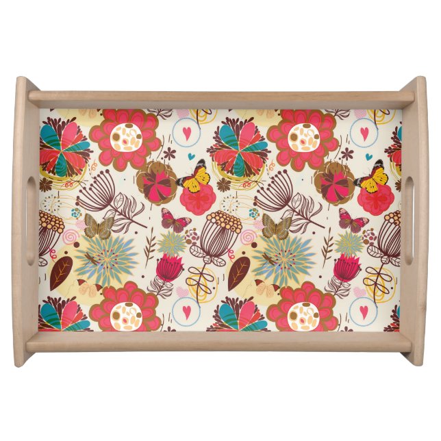 Floral pattern in retro style 4 serving tray (Front)
