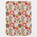 Floral pattern in retro style 4 stroller blanket