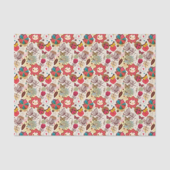 Floral pattern in retro style 4 tissue paper (Front)