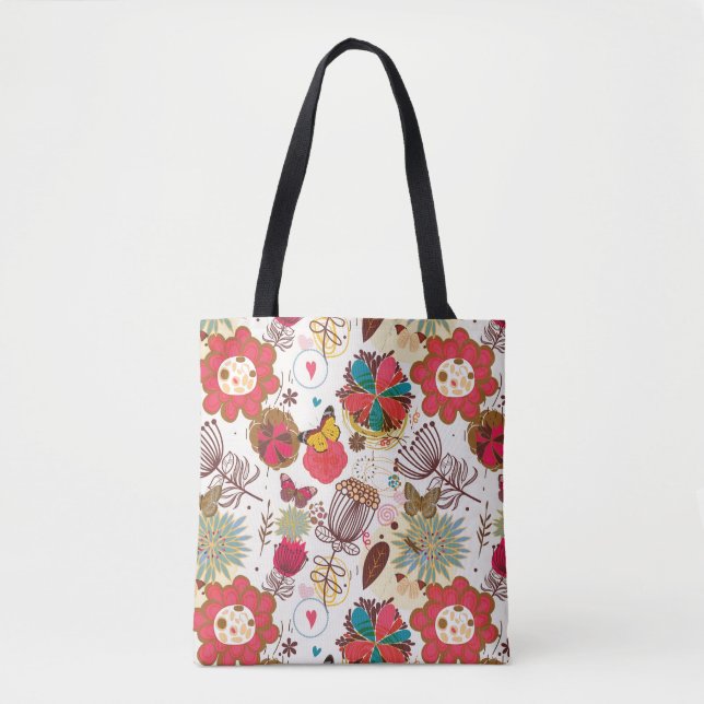 Floral pattern in retro style 4 tote bag (Front)