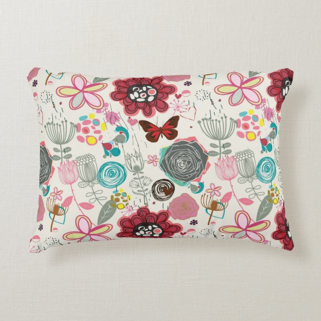 Floral pattern in retro style 5 accent pillow (Front)