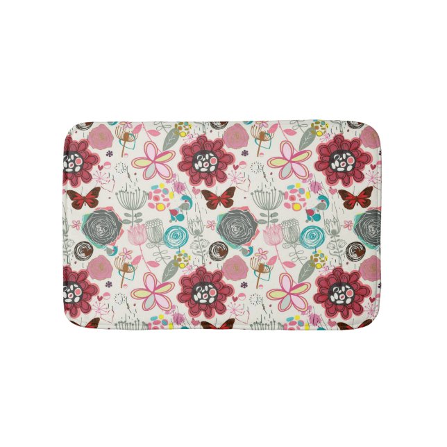 Floral pattern in retro style 5 bath mat (Front)
