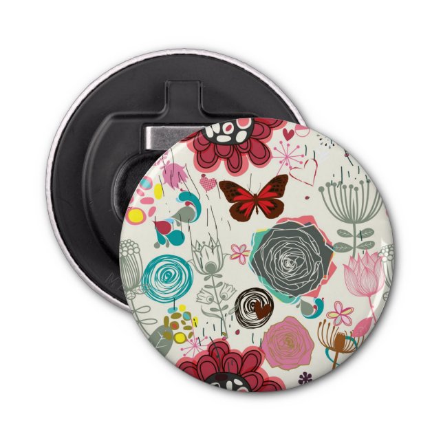 Floral pattern in retro style 5 bottle opener (Front)