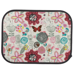 Floral pattern in retro style 5 car mat