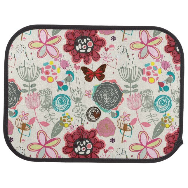 Floral pattern in retro style 5 car mat (Rear)