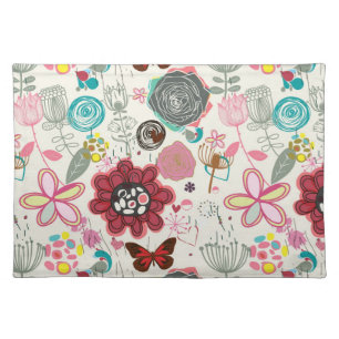 Floral pattern in retro style 5 cloth placemat