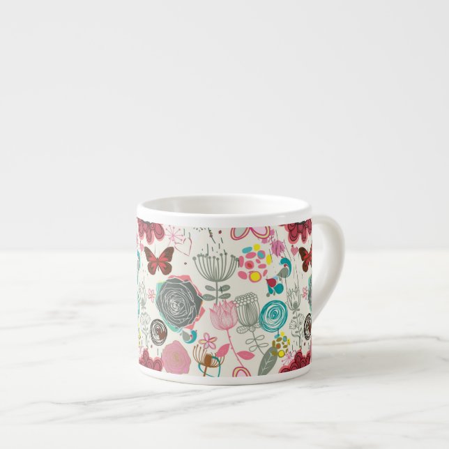 Floral pattern in retro style 5 espresso cup (Front Right)