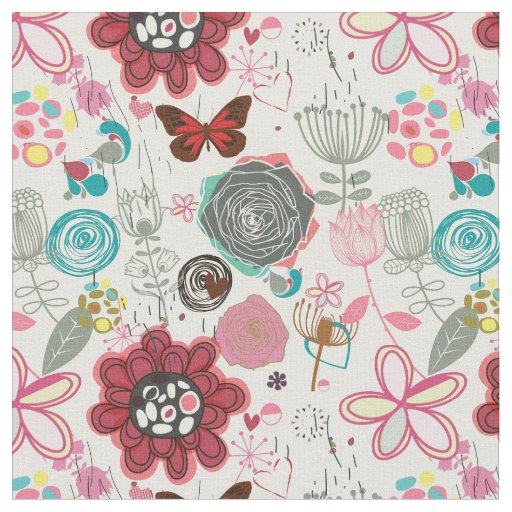 Floral pattern in retro style 5 fabric