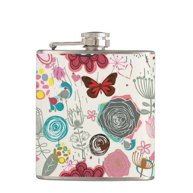 Floral pattern in retro style 5 flask (Front)