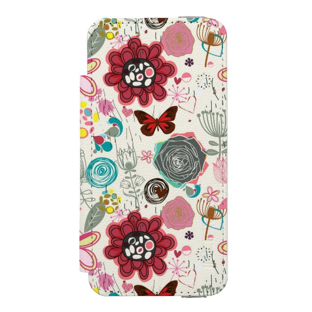 Floral pattern in retro style 5 incipio iPhone wallet case (Folio Front)