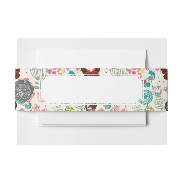 Floral pattern in retro style 5 invitation belly band (Front Example)
