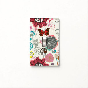 Floral pattern in retro style 5 light switch cover